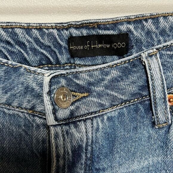 Revolve House of Harlow 1960 High Rise Straight Split Hem Denim Jeans Sz 29 - Picture 5 of 7